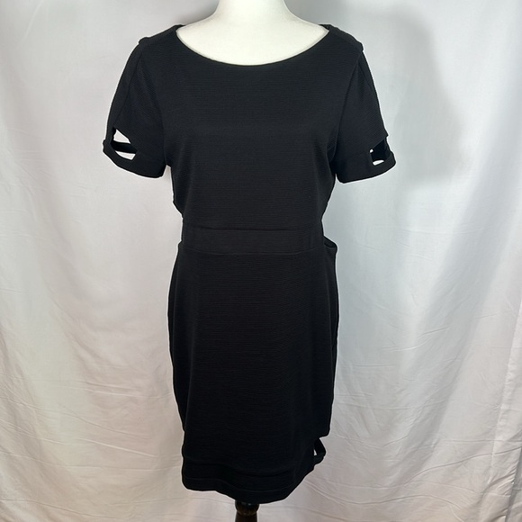 ASOS Black Hip & Thigh Cutout Ribbed Dress Size 14 - Picture 1 of 12